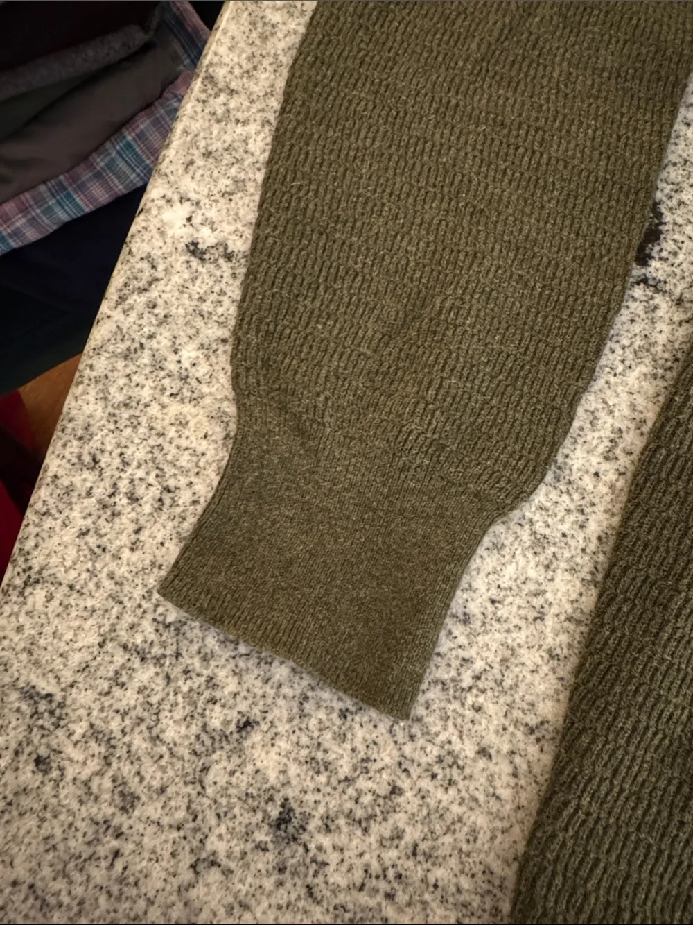 Men's Green Thermal Crewneck Knit Sweater - Medium